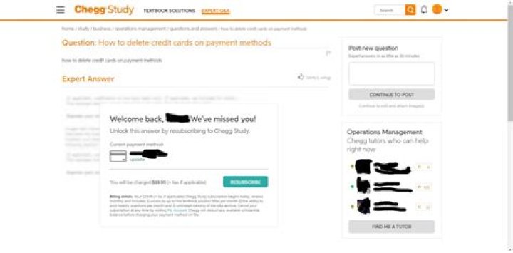 How to delete card on chegg