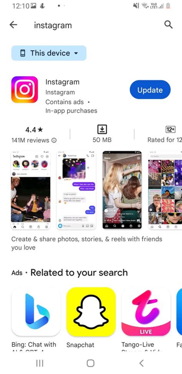 How to update instagram on android