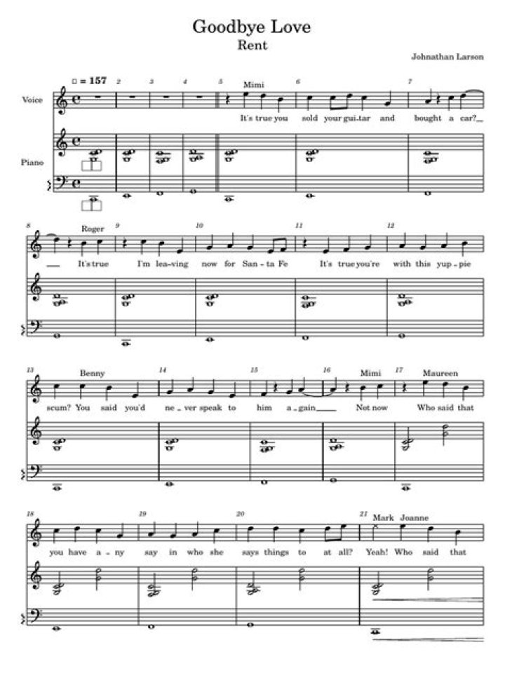 RENT’s
Goodbye Love Lyrics