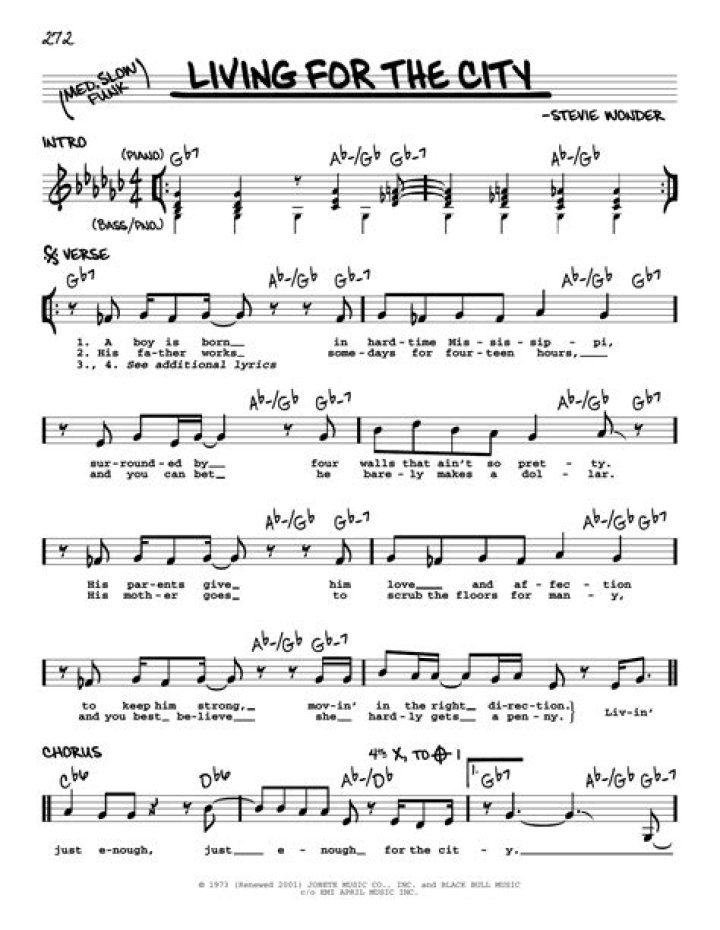 Stevie Wonder’s
Living For The City Lyrics