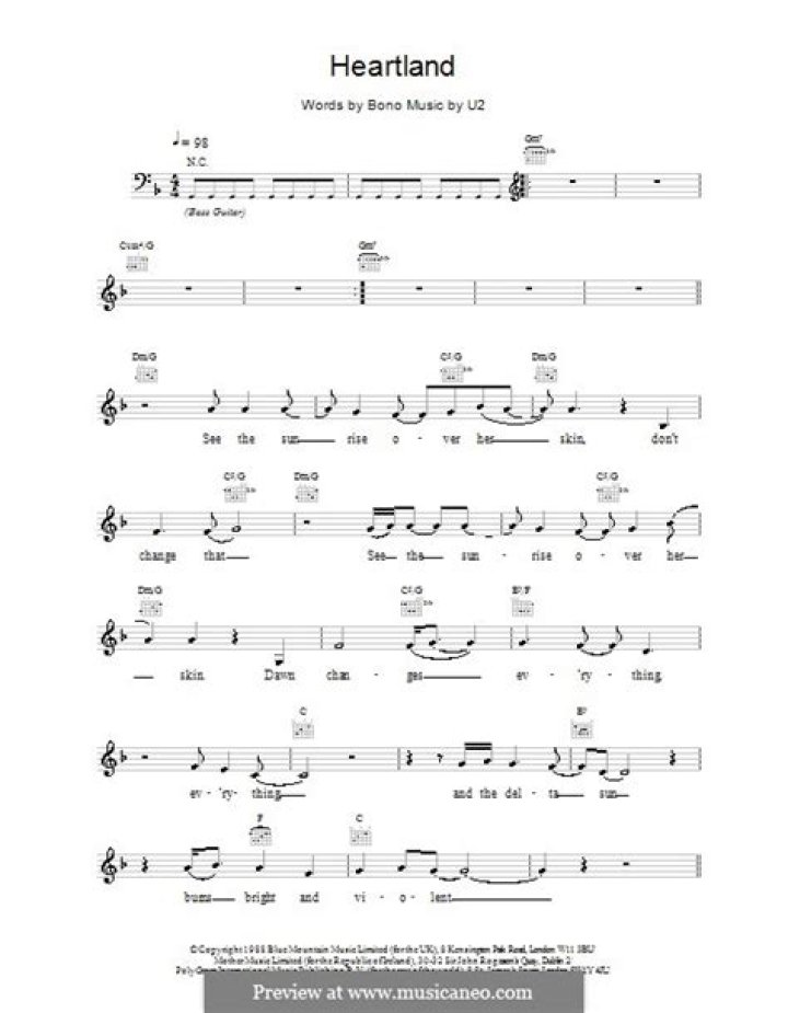 U2’s
Heartland Lyrics