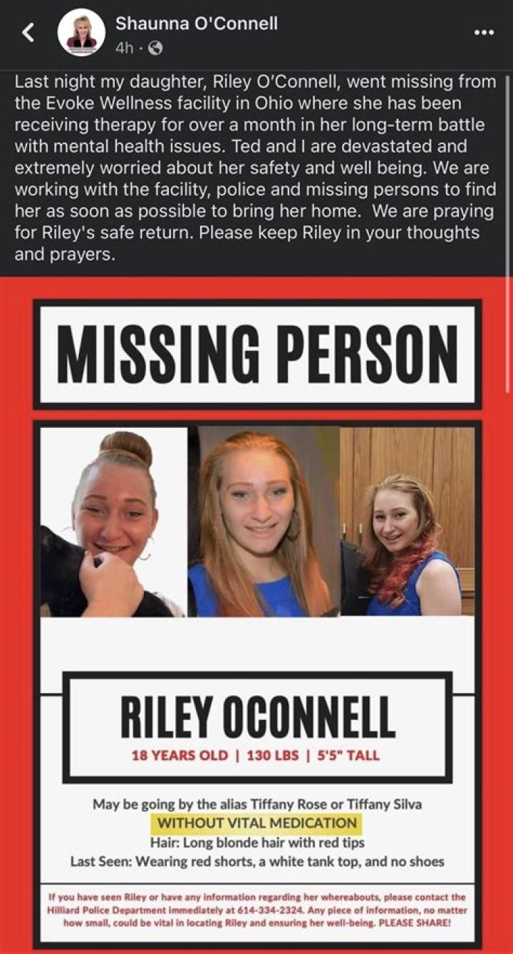 Where was Riley O’Connell last seen? Online community offers support as Massachusetts Mayor’s daughter reported missing in Ohio